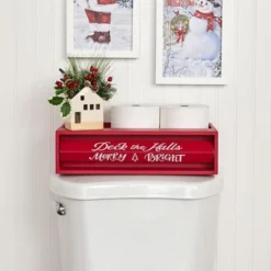 The Lakeside Collection Holiday Bathroom Countertop Storage Tray With Rotating Phrases - Red -The Collective Goods GUEST 034b4e23 ce4e 4a8b b9b8 4f2d540c232a