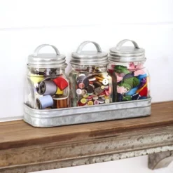 The Lakeside Collection Set Of 3 Glass Canisters In Galvanized Tray 12 The Lakeside Collection Set Of 3 Glass Canisters In Galvanized Tray -The Collective Goods GUEST 07d1a4d2 f6f2 44e1 9cff 7d991a4623b3