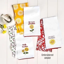 The Lakeside Collection Set Of 2 Summer Floral Embroidered Kitchen Towels - Live Life In Full Bloom -The Collective Goods GUEST 0cf941bd d608 4cfb a693 47d4dff6b6a9
