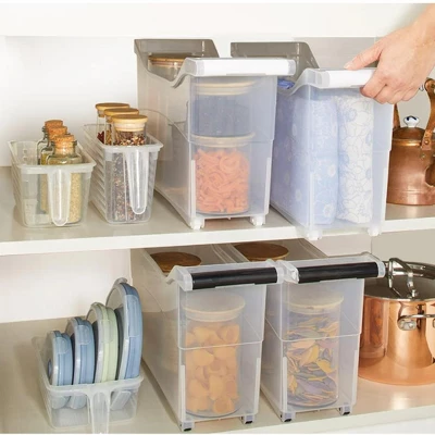 The Lakeside Collection Plastic Storage Bin With White Handle And Rolling Wheels For Kitchen, Pantry, Craft, Office Or Toy Organization 5 The Lakeside Collection Plastic Storage Bin With White Handle And Rolling Wheels For Kitchen, Pantry, Craft, Office Or Toy Organization - Image 3