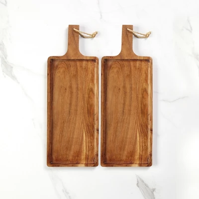 The Lakeside Collection Charcuterie Boards - Wooden Appetizer Tray And Cheese Board - Set Of 2 2 Pieces 3 The Lakeside Collection Charcuterie Boards - Wooden Appetizer Tray And Cheese Board - Set Of 2 2 Pieces