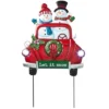 The Lakeside Collection Lighted LED Let It Snow Snowman Couple Red Truck Yard Stake