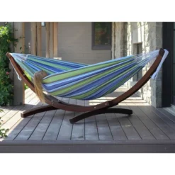 The Hamptons Collection 102” Blue And Green Striped Brazilian Style Hammock With Stand -The Collective Goods GUEST 2a153e77 60e7 421b ba6b 1e765cf3bd5b