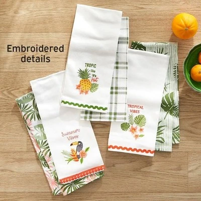 The Lakeside Collection Set Of 2 Embroidered Tropical Kitchen Towels 6 The Lakeside Collection Set Of 2 Embroidered Tropical Kitchen Towels - Image 4