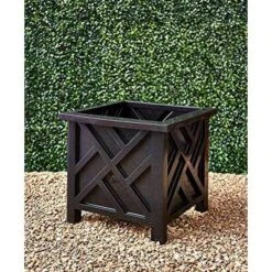 The Lakeside Collection Lattice Design Chippendale Style Planter Box - Black -The Collective Goods GUEST 32213a02 4996 45bd 977e 0aab6e4c36a5