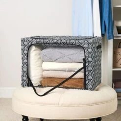 The Lakeside Collection Damask Bedroom Or Closet Storage Bin Organizer - Window Storage Bin -The Collective Goods GUEST 32db8eca ac30 4932 a5e5 d6203c5928af