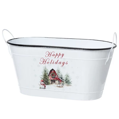 The Lakeside Collection Holiday Metal Storage Bin - Barn 3 The Lakeside Collection Holiday Metal Storage Bin - Barn