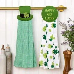 The Lakeside Collection St Patrick's Day Kitchen Tie Towels Happy Go Lucky Set Of 2 -The Collective Goods GUEST 3bcc0dd4 8286 43e4 91a8 5dc57b492f34