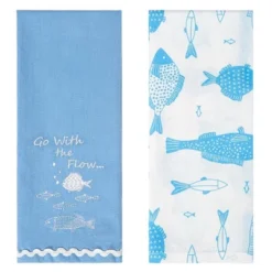 The Lakeside Collection Set Of 2 Gone To The Lake Embroidered Kitchen Towels - Go With The Flow -The Collective Goods GUEST 3beed5bc 1876 4b8b 8e6d 02d254ef27aa