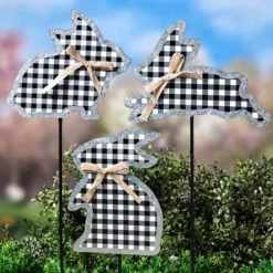 The Lakeside Collection Galvanized Gingham Bunny Stakes -The Collective Goods GUEST 3e320d29 e787 4c89 ba10 44e0686ebea7