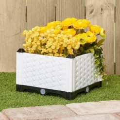 The Lakeside Collection Planter Garden Plastic 12 Inch Raised Self Watering Black Or White - 12" Raised Plastic Planter White -The Collective Goods GUEST 3f7264eb 1848 41a2 8dd7 e5102cc59d50