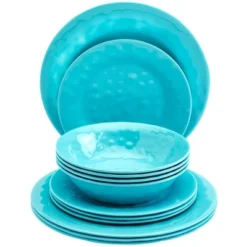 The Lakeside Collection Melamine Dinnerware Service For 4 Set Vibrant Colors 12pc Set -The Collective Goods GUEST 4163f0f6 0149 4a15 8dd4 37249e4c36ef