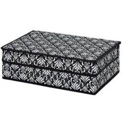 The Lakeside Collection Damask Bedroom Or Closet Storage Bin Organizer - Slim Storage Bin With Lid