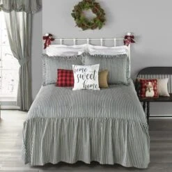 The Lakeside Collection Ticking Stripe Skirted Bedspread Ensemble - Full Bedspread -The Collective Goods GUEST 446b39fc 9fea 4016 89e4 435952eb0f31