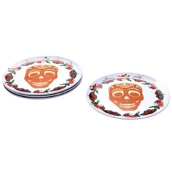 The Lakeside Collection Set Of 4 Fiesta Skull And Butterfly Plates