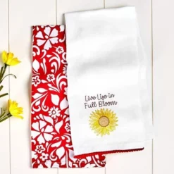 The Lakeside Collection Set Of 2 Summer Floral Embroidered Kitchen Towels - Live Life In Full Bloom -The Collective Goods GUEST 48ca19f6 1ca4 4c0e b7eb 2241ea73eb80