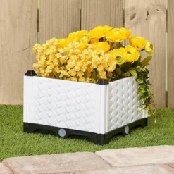 The Lakeside Collection Planter Garden Plastic 12 Inch Raised Self Watering Black Or White - 12" Raised Plastic Planter White -The Collective Goods GUEST 4e6a5e66 9808 4bef 9c80 d6d0aa4723d9