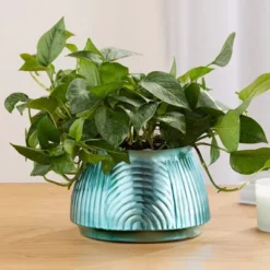 The Lakeside Collection Ribbed Metal Planters - Small