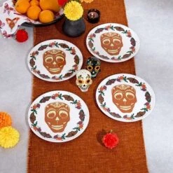 The Lakeside Collection Set Of 4 Fiesta Skull And Butterfly Plates -The Collective Goods GUEST 52bf98d0 5236 45ac 9abf 2ac16463dc79