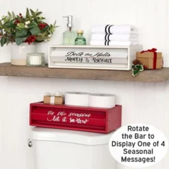 The Lakeside Collection Holiday Bathroom Countertop Storage Tray With Rotating Phrases - White -The Collective Goods GUEST 52ebbf0f c611 493c 9b78 f7f4e0cd9d86