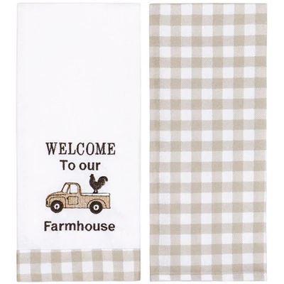 The Lakeside Collection Set Of 2 Farmhouse Plaid Kitchen Towels - Welcome To Our Farm House 3 The Lakeside Collection Set Of 2 Farmhouse Plaid Kitchen Towels - Welcome To Our Farm House