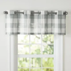 The Lakeside Collection Buffalo Check Curtain Collection - Light Gray Valance