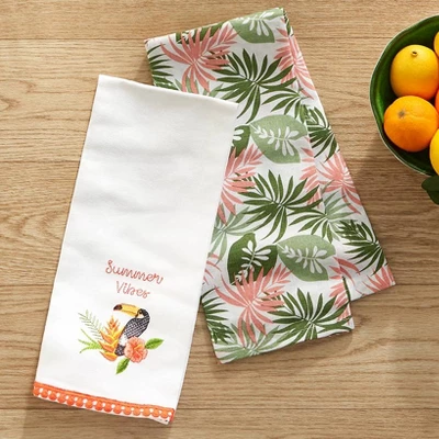 The Lakeside Collection Set Of 2 Embroidered Tropical Kitchen Towels 8 The Lakeside Collection Set Of 2 Embroidered Tropical Kitchen Towels - Image 6