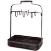 The Lakeside Collection Farmhouse Coffee Mug Rack Tray Kitchen Organizer Decor Black