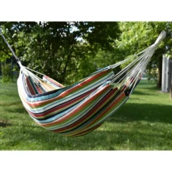 The Hamptons Collection 144” Orange And Green Striped Two Person Brazilian Sunbrella Hammock