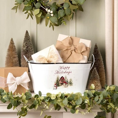 The Lakeside Collection Holiday Metal Storage Bin - Barn 7 The Lakeside Collection Holiday Metal Storage Bin - Barn - Image 5