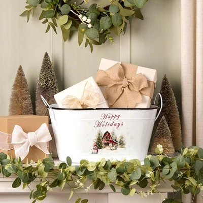 The Lakeside Collection Holiday Metal Storage Bin - Barn 6 The Lakeside Collection Holiday Metal Storage Bin - Barn - Image 4