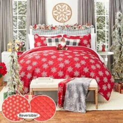The Lakeside Collection Red Snowflake Quilt Set With Shams - Full/Queen -The Collective Goods GUEST 7d653ad5 4ebf 4d8e aa4a c5d8ff288115