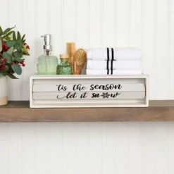 The Lakeside Collection Holiday Bathroom Countertop Storage Tray With Rotating Phrases - White -The Collective Goods GUEST 80ceb7b3 2743 4e0f 8c72 64ad772d55ee