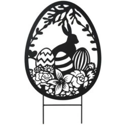 The Lakeside Collection Easter Egg With Bunny And Flowers Black Silhouette Garden Stake -The Collective Goods GUEST 830b9414 fee8 4048 8151 03dfa023b93a