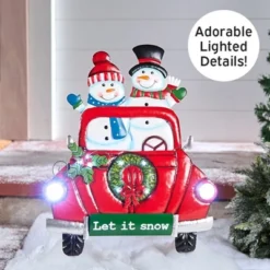 The Lakeside Collection Lighted LED Let It Snow Snowman Couple Red Truck Yard Stake -The Collective Goods GUEST 87b57f32 ca12 4d13 9216 6c83af64177e