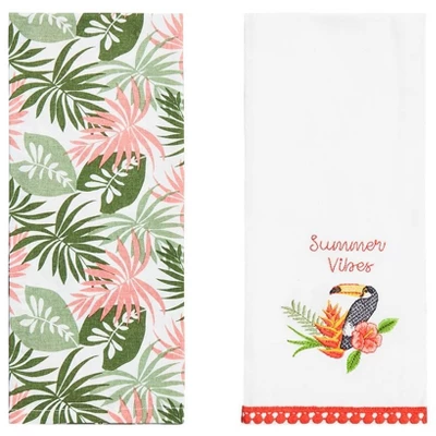 The Lakeside Collection Set Of 2 Embroidered Tropical Kitchen Towels 4 The Lakeside Collection Set Of 2 Embroidered Tropical Kitchen Towels - Image 2