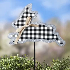The Lakeside Collection Galvanized Gingham Bunny Stakes -The Collective Goods GUEST 8f270ff4 c1cb 430a b154 1aeaee0e086f