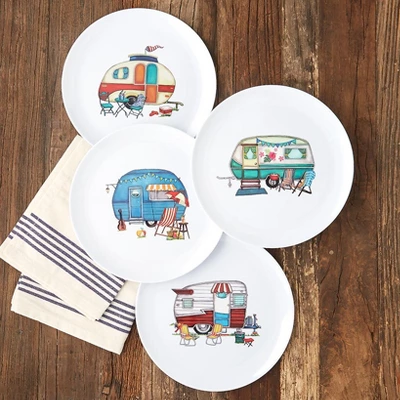 The Lakeside Collection Set Of 4 Melamine Plates - Camper 3 The Lakeside Collection Set Of 4 Melamine Plates - Camper