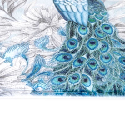 Blue Peacock Memory Foam Bath Rug 3 Blue Peacock Memory Foam Bath Rug