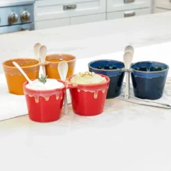 The Lakeside Collection Double Dip Bowls With Spoons - Double Dip Bowls With Spoon Red