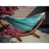 The Hamptons Collection 102” Blue And White Striped Brazilian Style Hammock With Stand