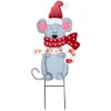 The Lakeside Collection Christmas Mouse Garden Stake With Lighted LED Candy Cane