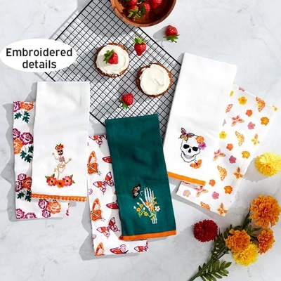 The Lakeside Collection Butterfly And Skeletons Embroidered Set Of 2 Kitchen Towels 4 The Lakeside Collection Butterfly And Skeletons Embroidered Set Of 2 Kitchen Towels - Image 2