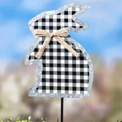 The Lakeside Collection Galvanized Gingham Bunny Stakes -The Collective Goods GUEST b2d63094 e10b 486d a020 1081cdf7770e