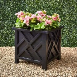 The Lakeside Collection Lattice Design Chippendale Style Planter Box - Black -The Collective Goods GUEST b75483da b4ba 453f b0f6 903e15869d9b