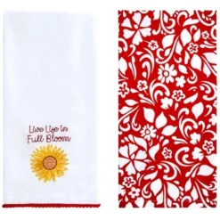 The Lakeside Collection Set Of 2 Summer Floral Embroidered Kitchen Towels - Live Life In Full Bloom -The Collective Goods GUEST b7bed720 83f4 42d5 b988 aa64c3f1527f