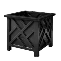 The Lakeside Collection Lattice Design Chippendale Style Planter Box - Black