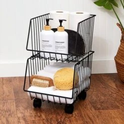 The Lakeside Collection Set Of 2 Stackable Storage With Wheels -The Collective Goods GUEST bba2dd01 586d 433c aacc 3e1c392e4230