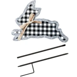 The Lakeside Collection Galvanized Gingham Bunny Stakes
