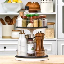 The Lakeside Collection Lazy Susan Turntable 2-Tier Clear Round Plastic Spinning Cabinet Organizer -The Collective Goods GUEST bf3011af aad9 4c5e 851a a6df883b6a7b